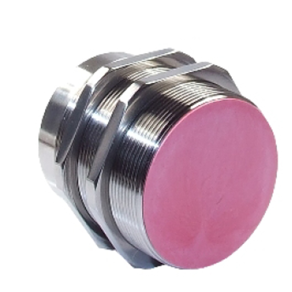 High Temperature Inductive Sensor, Heat-Resistnat to 230C/446F, 20mm Sensing Range, 50mm Diameter, LEMO Connector, External Amplifier