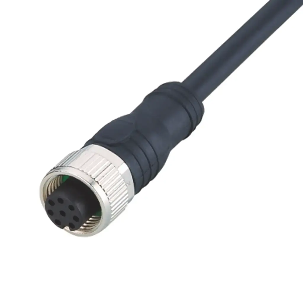 One end with M12 A CODE 8PIN female CABLE,PVC cable, the other with M12 A code 8PIN male connector, L= 6 inches