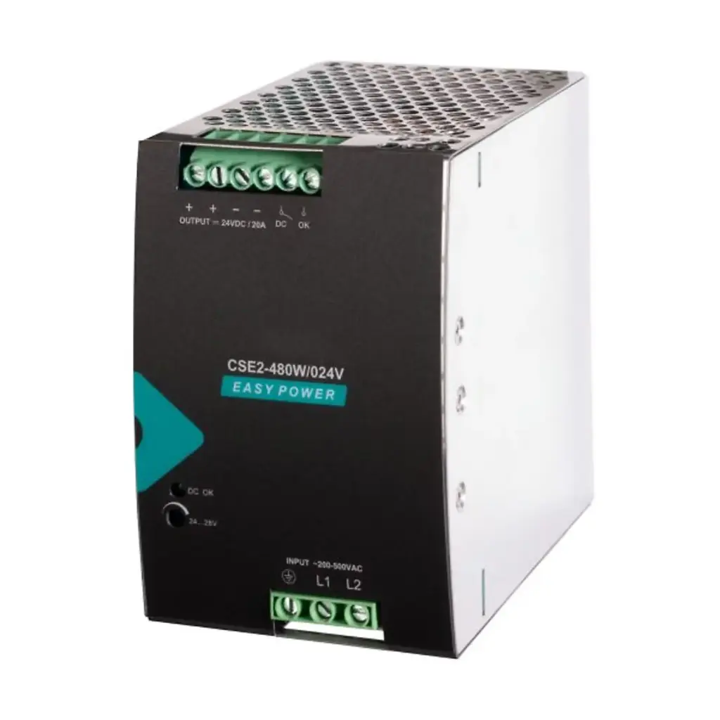 High Voltage DIN Rail Power Supply | 180-550VAC Input | 480W 24VDC 20A Output 