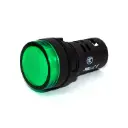 Green LED Panel Mount Indicator Light | 24V AC/DC | 22mm Cutout | Screw Termination | Integrated Lens | IP54 | UL Listed | Similar to PLML2L24UL & ND16 Series
