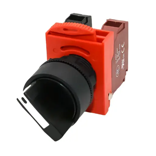 [ASI-07D100HSS2] 22mm Selector Rotary Switch | Black with White Tip | 2 Position Configuration  1-0 , 45° Turn  | Maintained | 1x NO Contact and 1x NC Contact included | UL Recognized | ASI-07D100HSS2